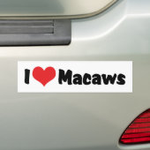 Ik hou van Hart Macaws - Vogel Liefhebber Bumpersticker (Op auto)