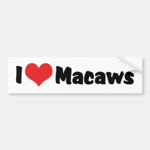Ik hou van Hart Macaws - Vogel Liefhebber Bumpersticker