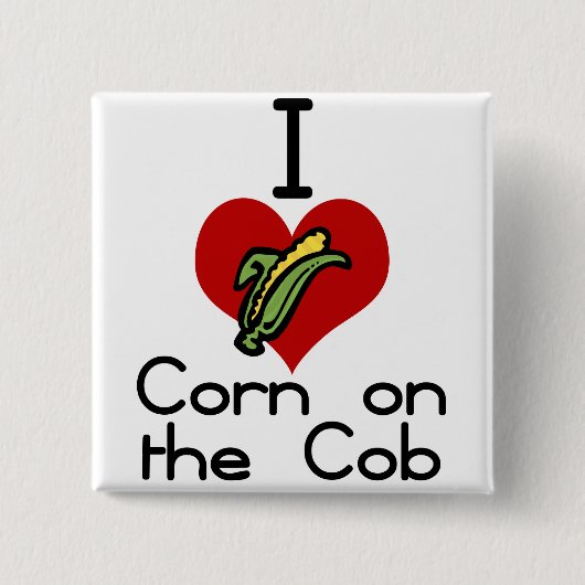 Ik hou van hart maïs op de krab vierkante button 5,1 cm (Voorkant)