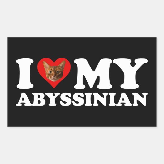Ik hou van (hart) mijn Abyssinien Rechthoekige Sticker (Voorkant)