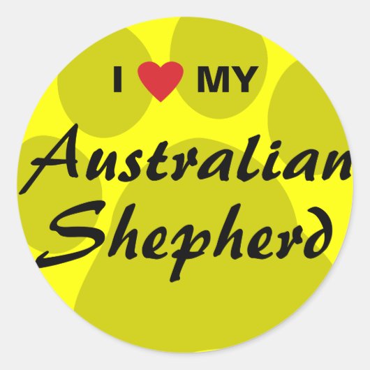 Ik hou van (hart) mijn Australische herder Ronde Sticker (Voorkant)