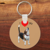 Ik hou van hart mijn beagle hond sleutelhanger (Voorkant)
