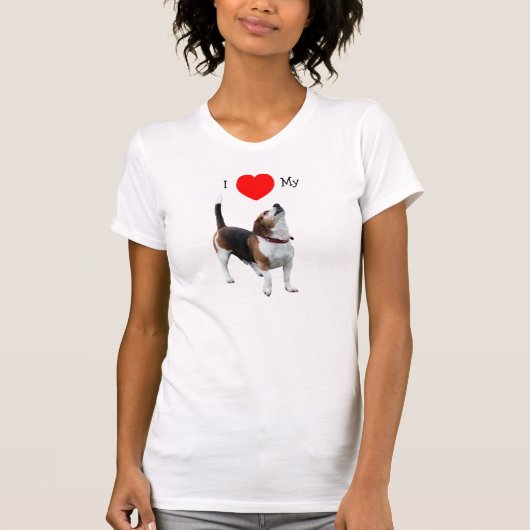 Ik hou van hart mijn beagle hond T-shirt (Voorkant)