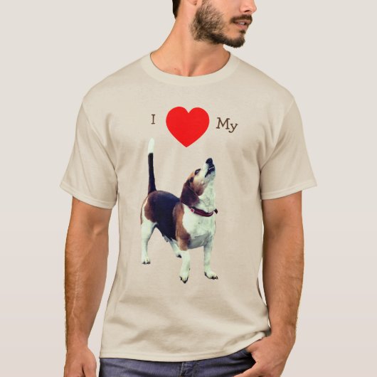 Ik hou van hart mijn beagle hond t-shirt (Voorkant)
