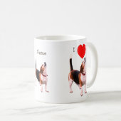 Ik hou van hart mijn beagle Hondenliefhebber Koffiemok (Voorkant rechts)