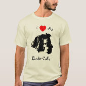 Ik hou van hart mijn Border Collie Dog T-shirt (Voorkant)