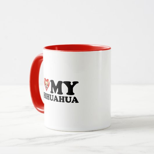 Ik hou van (hart) mijn chihuahua mok (Voorkant links)