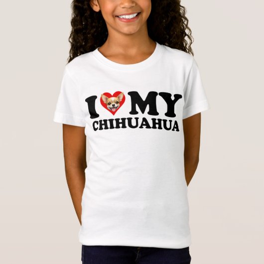 Ik hou van (hart) mijn chihuahua t-shirt (Voorkant)