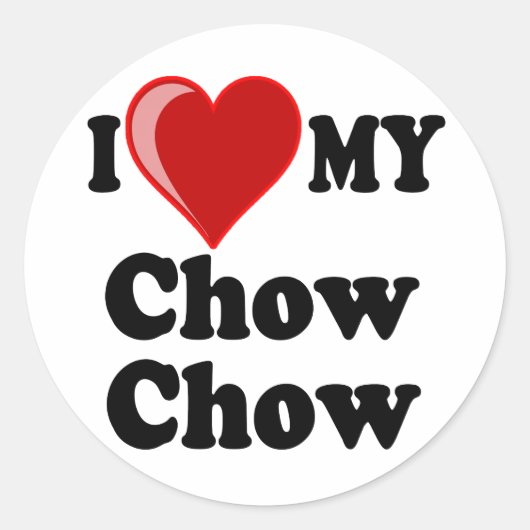 Ik hou van (hart) mijn Chow hond Ronde Sticker (Voorkant)
