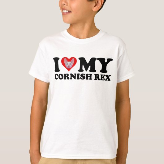 Ik hou van (Hart) mijn Cornish Rex T-shirt (Voorkant)