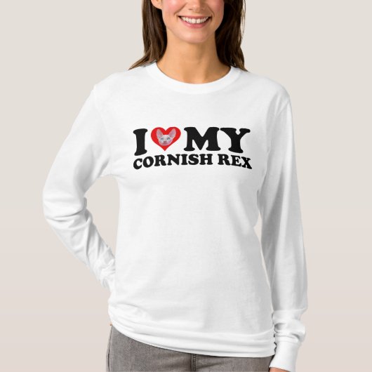 Ik hou van (Hart) mijn Cornish Rex T-shirt (Voorkant)