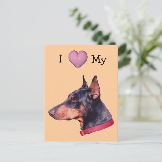 Ik hou van hart mijn doberman Briefkaart (Staand voorkant)