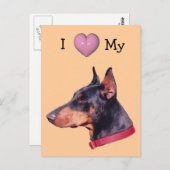 Ik hou van hart mijn doberman Briefkaart (Voorkant / Achterkant)