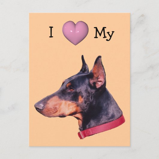Ik hou van hart mijn doberman Briefkaart (Voorkant)