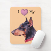 Ik hou van hart Mijn doberman Cute Mousepad Muismat (Met muis)