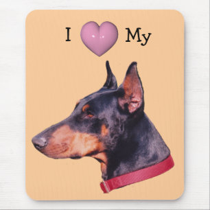 Ik hou van hart Mijn doberman Cute Mousepad Muismat