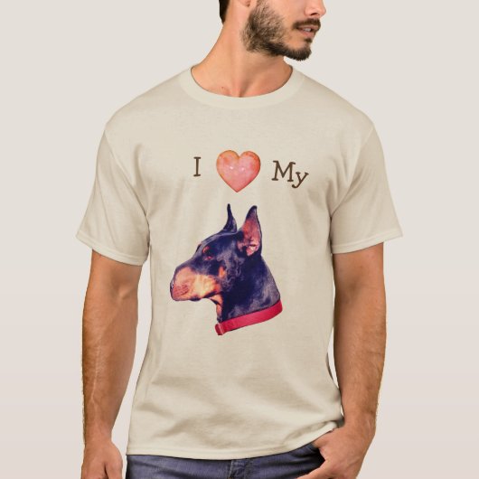 Ik hou van hart mijn doberman t-shirt (Voorkant)