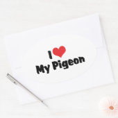 Ik hou van hart mijn duif - Vogelliefhebber Ovale Sticker (Envelop)