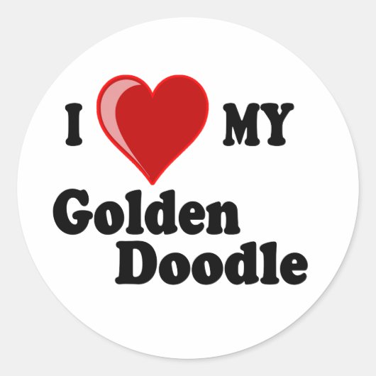Ik hou van (hart) mijn Golden Doodle Dog Sticker (Voorkant)