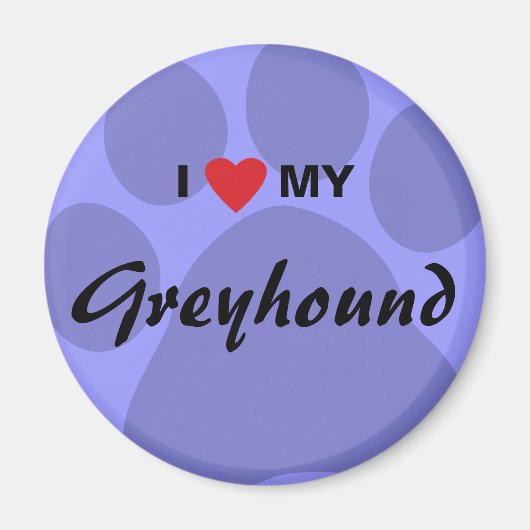 Ik hou van (hart) mijn Greyhound Paw Print Magneet (Voorkant)