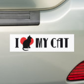 Ik hou van hart mijn kat - kattever bumpersticker (Op auto)
