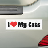 Ik hou van hart mijn katten - kattever bumpersticker (Op auto)