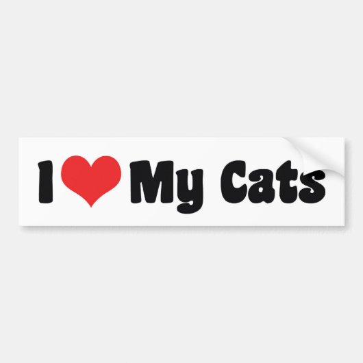 Ik hou van hart mijn katten - kattever bumpersticker (Voorkant)