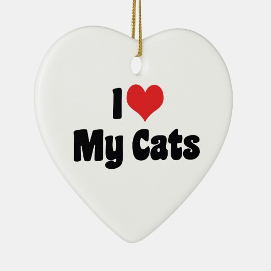 Ik hou van hart mijn katten - kattever keramisch ornament (Rechts)
