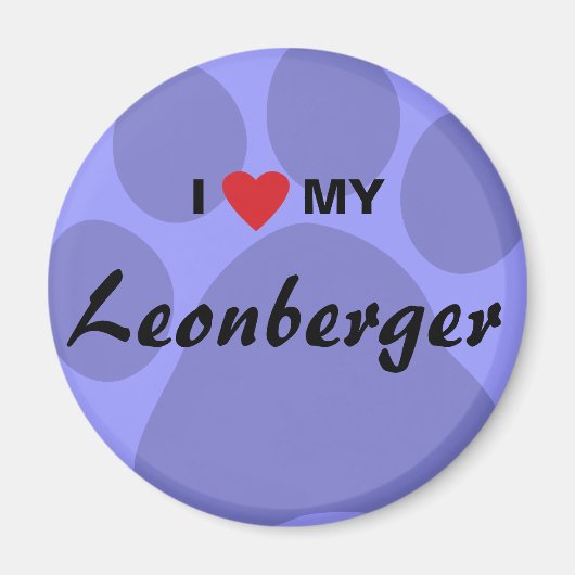Ik hou van (hart) mijn Leonberger Pawprint Magneet (Voorkant)