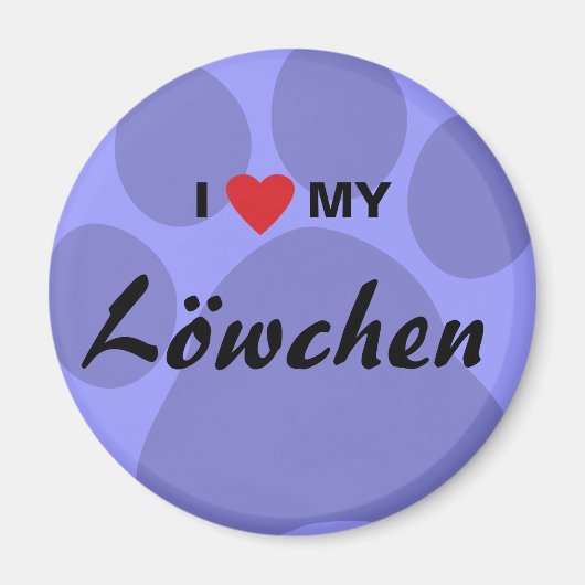 Ik hou van (hart) mijn lowchen pawprint magneet (Voorkant)