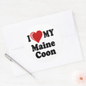 Ik hou van (hart) mijn Maine Coon kat Ronde Sticker (Envelop)