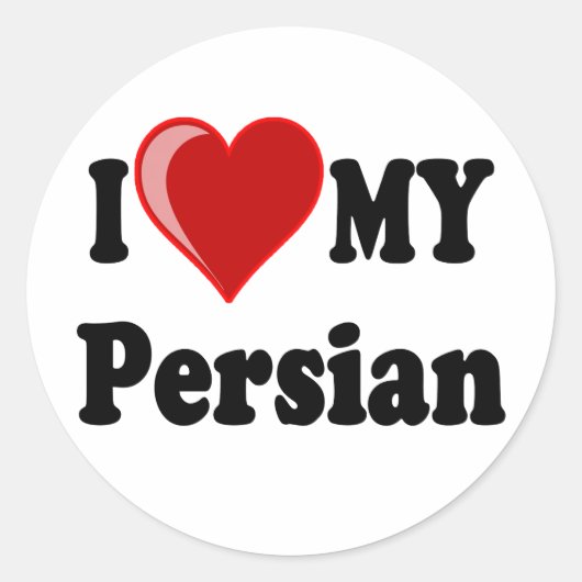 Ik hou van (hart) mijn Perzische kat Ronde Sticker (Voorkant)
