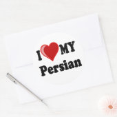 Ik hou van (hart) mijn Perzische kat Ronde Sticker (Envelop)