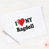 Ik hou van (hart) mijn Ragdoll kat Ronde Sticker (Envelop)