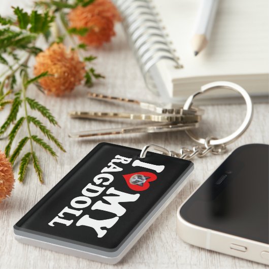 Ik hou van (hart) mijn Ragdoll Sleutelhanger (Voorkant Rechts)