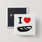 Ik hou van hart, mijn roeiboot vierkante button 5,1 cm (Voorkant /achterkant)