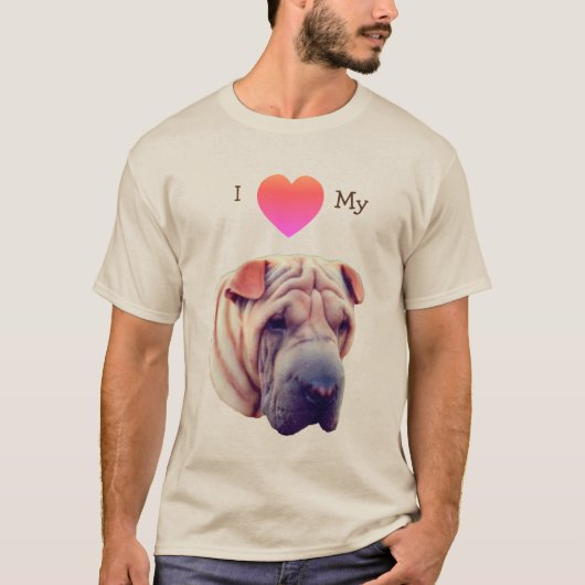Ik hou van hart mijn Shar Pei Dog T-shirt (Voorkant)