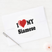 Ik hou van (hart) mijn Siamese kat Ronde Sticker (Envelop)