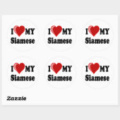 Ik hou van (hart) mijn Siamese kat Ronde Sticker (Vel)