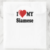 Ik hou van (hart) mijn Siamese kat Ronde Sticker (Tas)