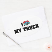 Ik hou van hart mijn truck - vrachtwagen ovale sticker (Envelop)