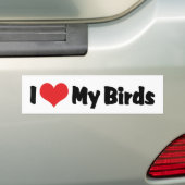 Ik hou van hart mijn vogels - Vogel liefhebber Bumpersticker (Op auto)