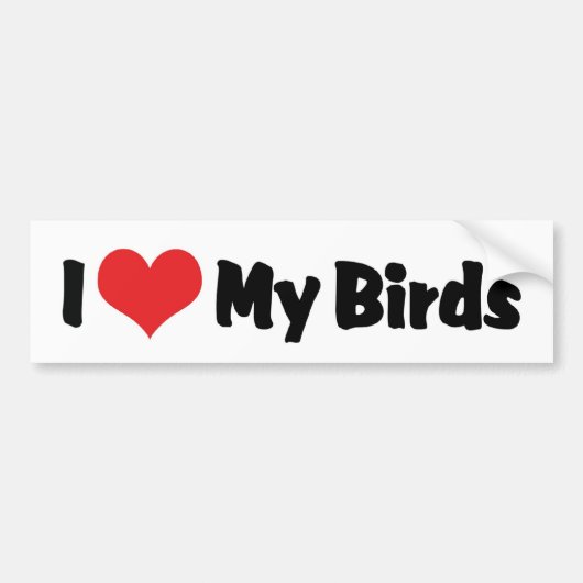 Ik hou van hart mijn vogels - Vogel liefhebber Bumpersticker (Voorkant)