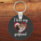 Ik hou van hart mijn vriendin aangepaste foto grij sleutelhanger (Voorkant)