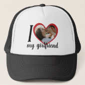 Ik hou van hart mijn vriendin aangepaste foto trucker pet (Voorkant)