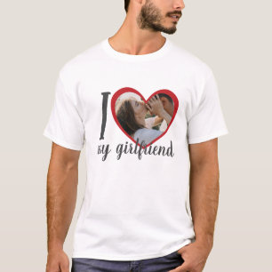 Ik hou van hart mijn vriendin aangepaste foto wit t-shirt