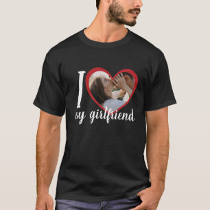 Ik hou van hart mijn vriendin aangepaste foto zwar t-shirt