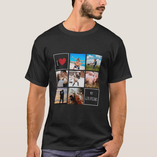 Ik hou van hart mijn vriendin foto collage stellen t-shirt (Voorkant)