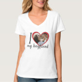 Ik hou van hart mijn vriendje, aangepaste foto wit t-shirt (Voorkant)