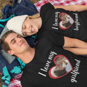 Ik hou van hart mijn vriendje, aangepaste foto zwa t-shirt